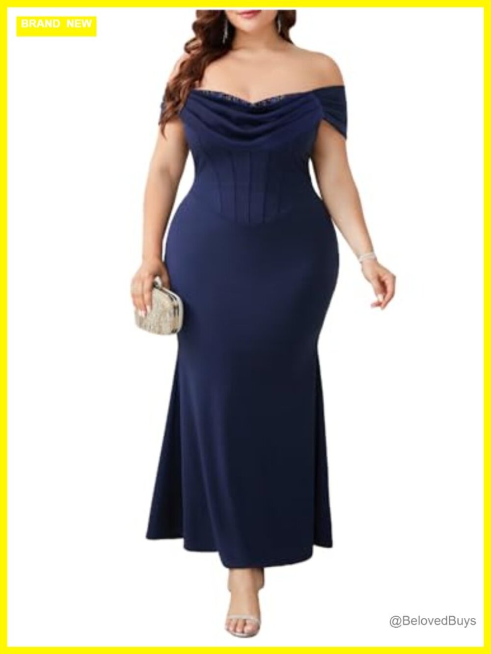 Plus Size Off Shoulder Mermaid Maxi Dress Bodycon Evening Gown